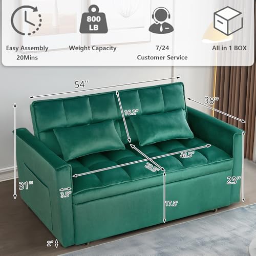 Convertible Sleeper Sofa Bed with Pull-Out Bed and Adjustable Backrest V521