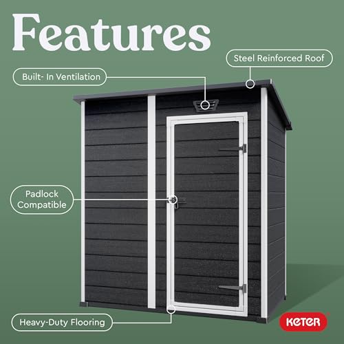 Outdoor Storage Shed 4x6 Resin for Patio Furniture, Garden Tools and Lawn Mower H639446