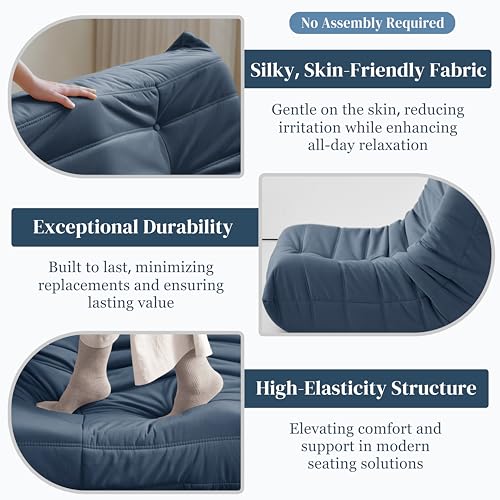 Bean Bag Chair for Adults, Suede & Microfiber Corner Lounge Sofa, 3-Seater, Beige F9802