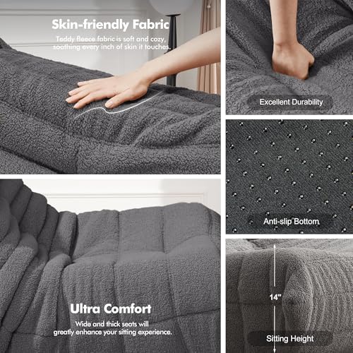 Bean Bag Chair for Adults with Memory Foam, Black Plush X409228