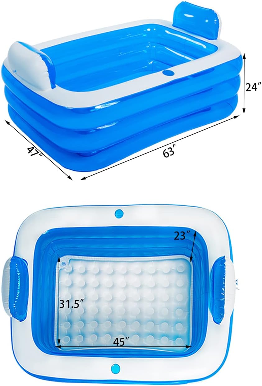 Inflatable Adult Bath Tub for Two, Freestanding with Electric Air Pump Y1553