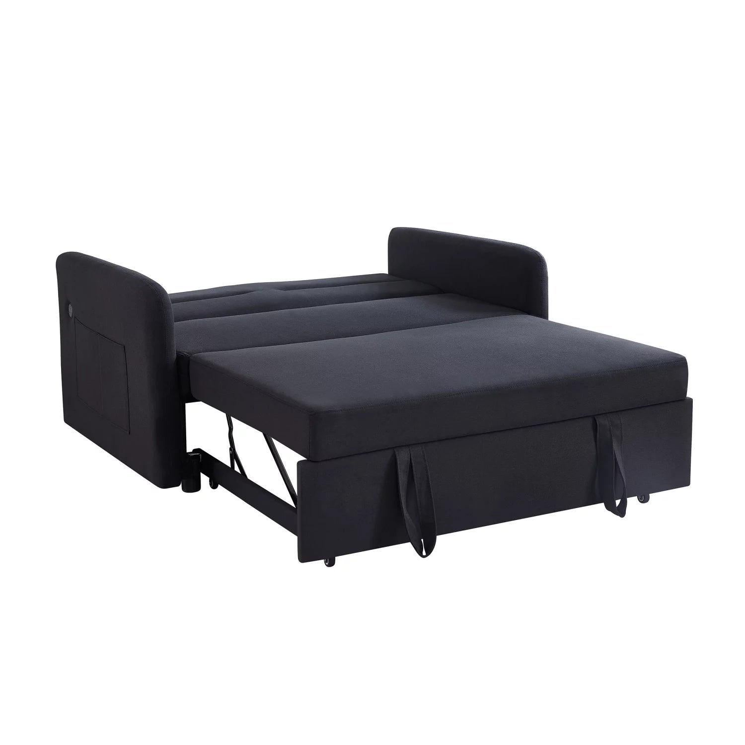 Velvet Convertible Loveseat Sleeper Sofa Bed with USB, 2 Seater Couch H870395