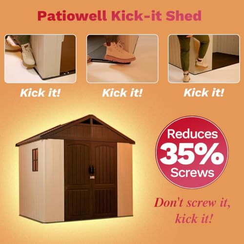Outdoor Plastic Storage Shed with Floor, Window and Lockable Door A4787