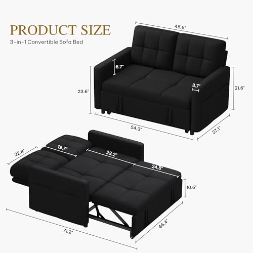 Convertible Sofa Bed 3-in-1 Sleeper with Adjustable Backrest I87565
