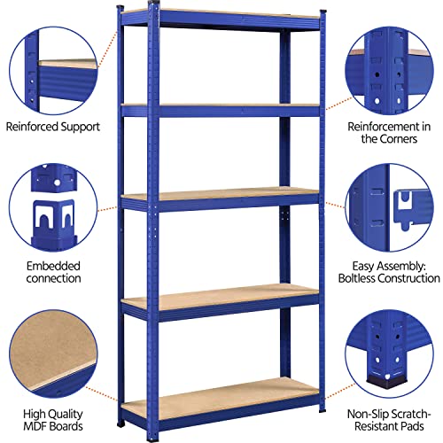 5-Tier Adjustable Metal Shelving Unit for Garage, Pantry, and Warehouse M7734