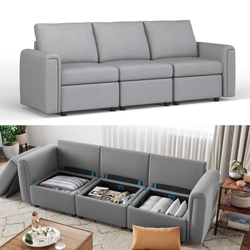 Modular Sectional Sofa with Storage, U Shaped Couch, Blue Y4358
