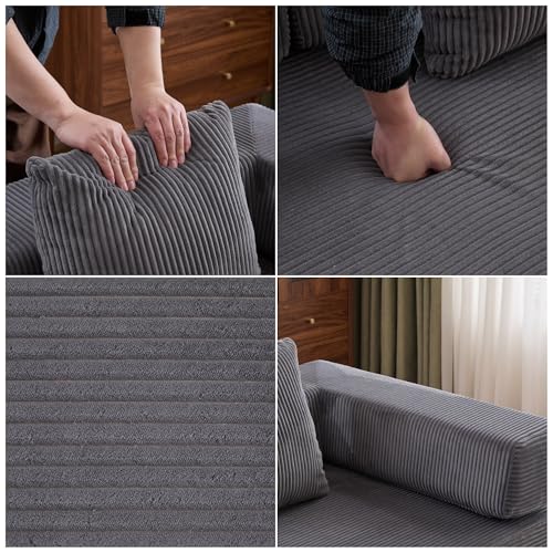 Foldable Floor Sofa Bed with Pillow Back and Armrest, Dark Gray S29408