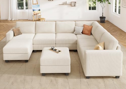 Corduroy Modular Sectional Couch with Storage, L-Shaped, 6 Seater, Dark Gray X823135