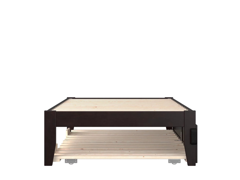 Wood Platform Bed Frame with Trundle, Espresso N978949