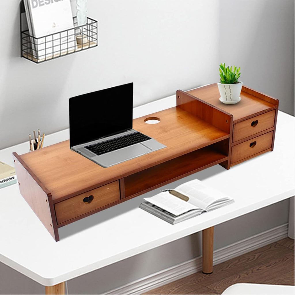 Bamboo Monitor Stand Riser with 3 Drawers G910142
