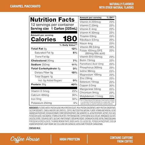 Protein Shake, Chocolate, 20g Protein, Meal Replacement, 12 Count B226310