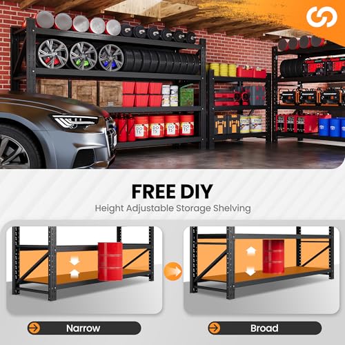Heavy Duty 4-Tier Metal Garage Shelving Unit, Adjustable Steel Storage Rack D5378