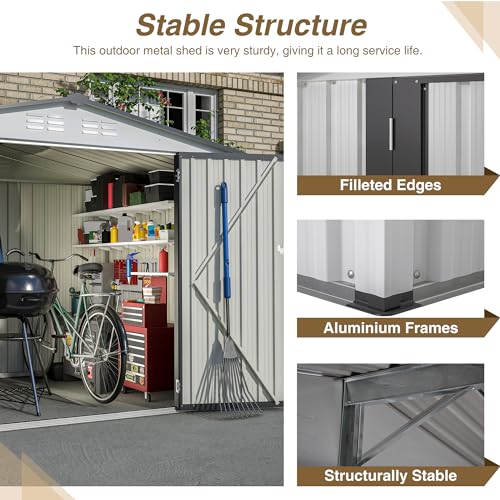 Outdoor Storage Shed, Heavy-Duty All-Weather Tool Shed with Lockable Doors C3585