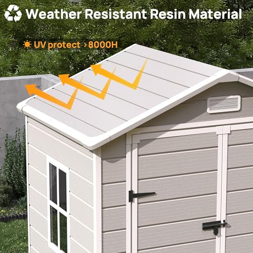 Outdoor Storage Shed with Floor, Lockable Door & Window, Waterproof Tool Shed M47080