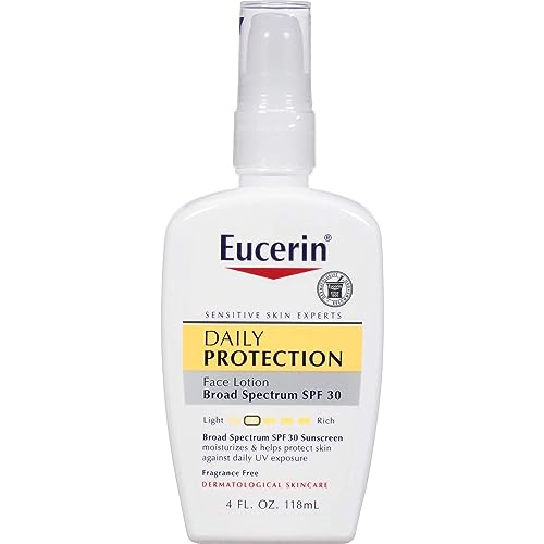 Eucerin Daily Protection Face Lotion, Broad Spectrum SPF 30 Sunscreen Lotion, Face Sunscreen Moisturizes and Helps Protect Sensitive, Dry Skin, Fragrance Free Lotion, 4 Fl Oz, Packaging May Vary