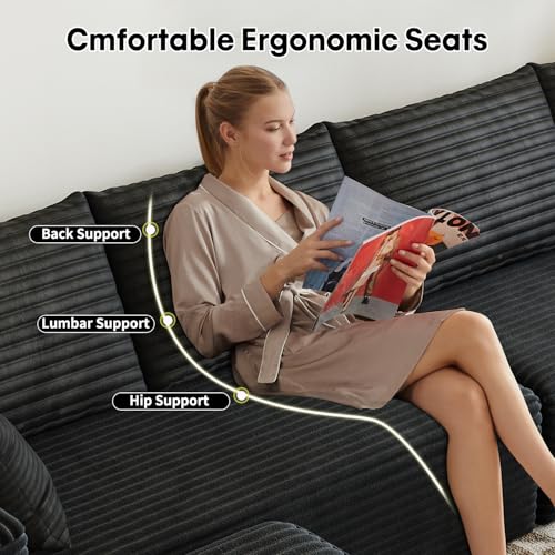 Modular Sectional Sofa with Ottoman, U-Shaped Deep Seat Couch for Living Room O870