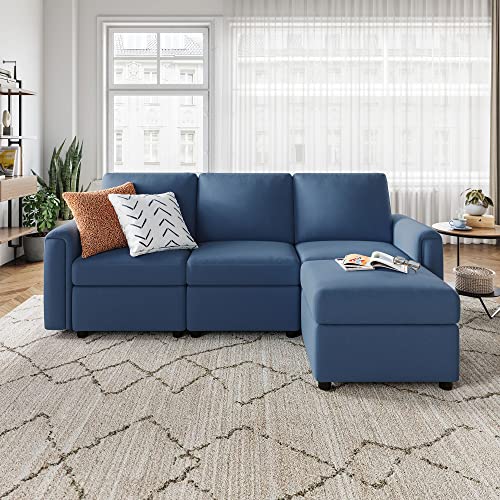 Modular Sectional Sofa with Storage, U Shaped Couch, Blue Y4358