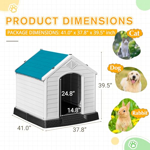 Waterproof Plastic Dog House for Small to Large Dogs, Insulated with Elevated Floor M296