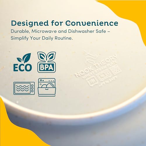 Wheat Straw Dinner Plates Set for 8, Reusable, Unbreakable, Dishwasher Safe V624286