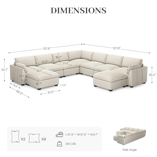 Extra Large Modular Sectional Sofa, 4-Seater L Shaped Couch, Velvet Convertible for Living Room L139