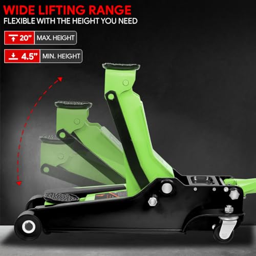 Floor Jack 3 Ton Capacity, Low Profile Heavy Duty Hydraulic Car Jack, Lifting Range 3"-20" O821