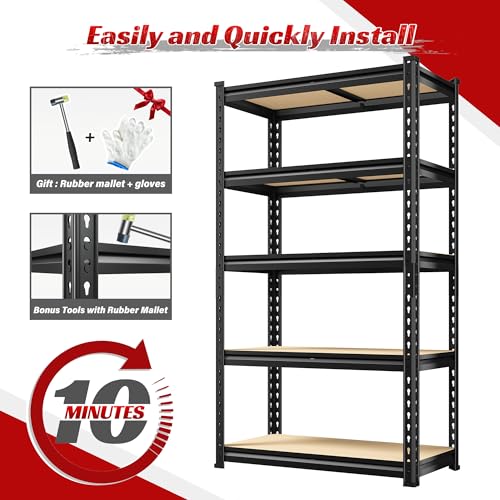 Set of 2 Storage Shelves 5 Tier Heavy Duty Metal Shelving G85837