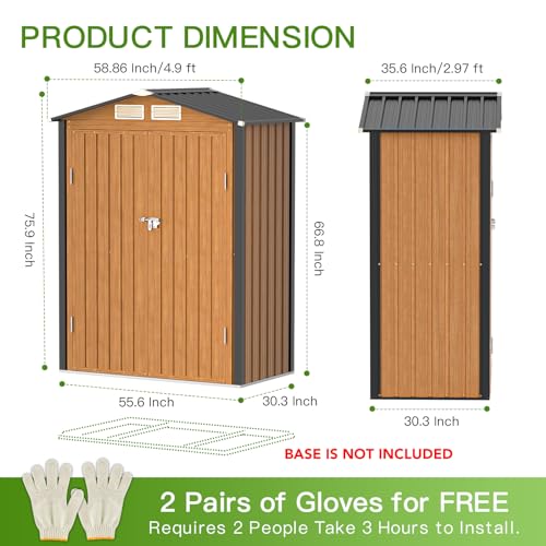 Metal Storage Shed 5x3 ft with Lockable Door for Garden and Backyard B82351