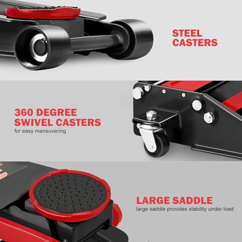 Floor Jack 3 Ton Capacity, Low Profile Heavy Duty Hydraulic Car Jack, Lifting Range 3"-20" O821