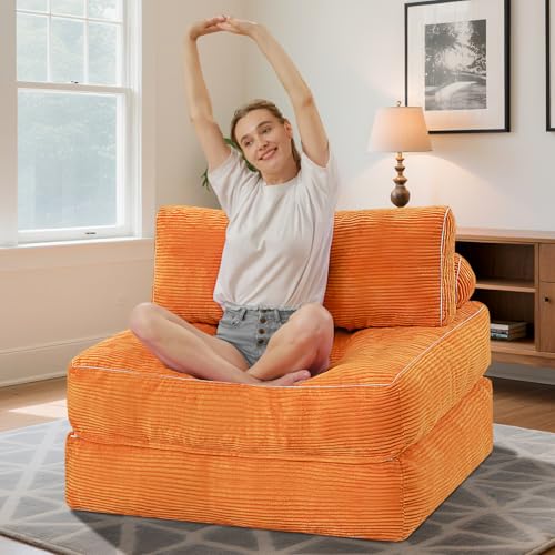 Folding Sofa Bed with Dual Pillow and Handle, Convertible Sleeper Chair, Black M821