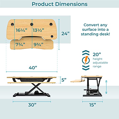 Electric Standing Desk Converter, Height Adjustable Sit to Stand Riser, Dual Monitor Workstation, Black Z74939