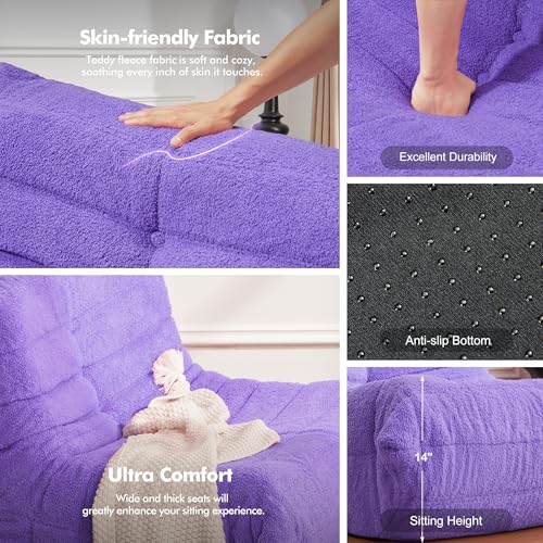 Bean Bag Chair for Adults with Memory Foam, Black Plush X409228