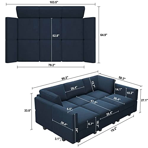 Modular Velvet Sectional Sofa with Chaise Lounge and Storage X4138