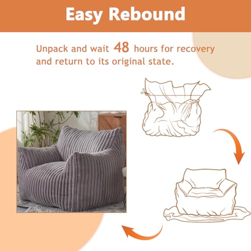 Plush Bean Bag Chair with Armrests for Adults and Teens M473