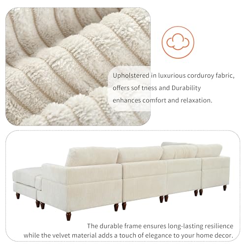 Modular Sectional Sofa with Ottoman, U-Shaped Lounge Couch H930
