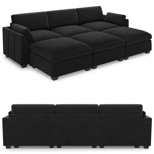 Extra Large Modular Sectional Sofa, 4-Seater L Shaped Couch, Velvet Convertible for Living Room L139