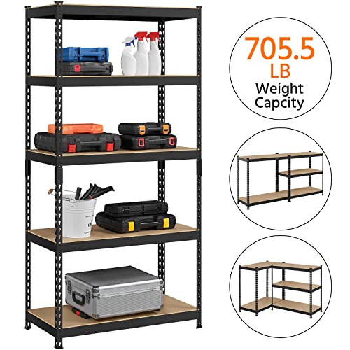 5-Tier Adjustable Metal Shelving Unit for Garage, Pantry, and Warehouse M7734