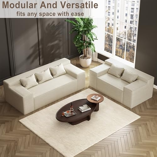 Small Sofa Loveseat with 2 Pillows, Cat-Scratch Resistant Linen, Grey K916760