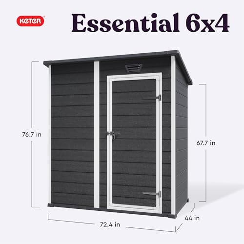 Outdoor Storage Shed 4x6 Resin for Patio Furniture, Garden Tools and Lawn Mower H639446