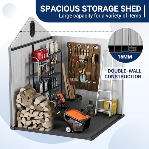 Outdoor Resin Storage Shed with Air Vents and Lockable Door X72953