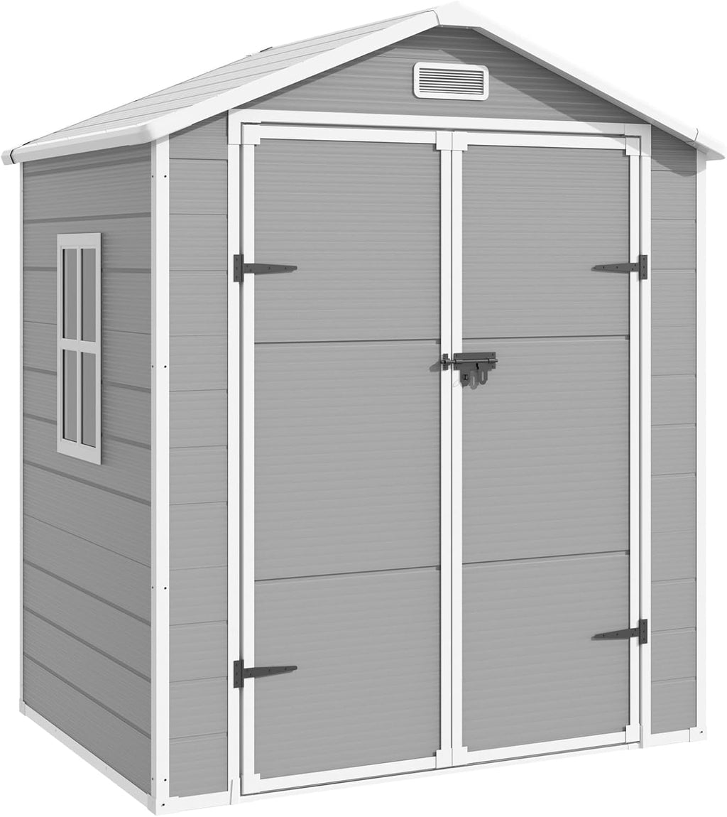 Outdoor Resin Storage Shed with Lockable Door, Window and Vents I818