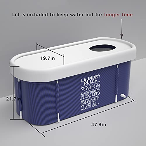Foldable Bathtub for Adults, Large Soaking Tub for Spa, 47.3 x 21.7 x 19.7 inches E482
