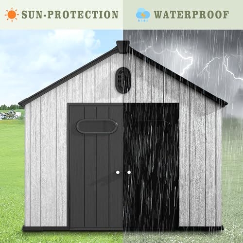 Outdoor Storage Shed 6x6 FT Resin Plastic with Floor Air Vents and Lockable Doors Q7357