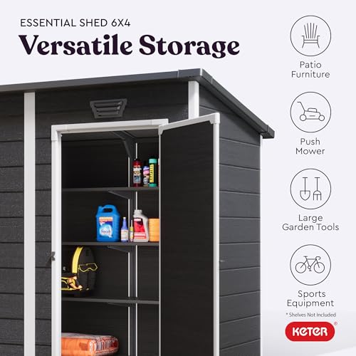 Outdoor Storage Shed 4x6 Resin for Patio Furniture, Garden Tools and Lawn Mower H639446
