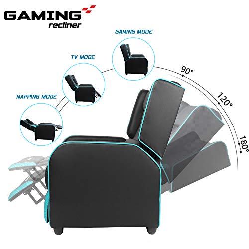 Gaming Recliner Chair for Adults, PU Leather Ergonomic Racing Style, Grey B7581
