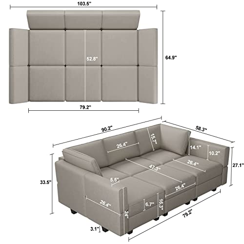 Modular Velvet Sectional Sofa with Chaise Lounge and Storage X4138