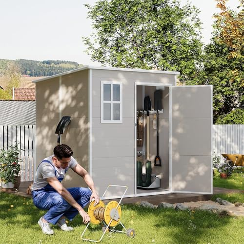 Outdoor Storage Shed 6 x 6 FT Resin Garden Shed with Lockable Door U891