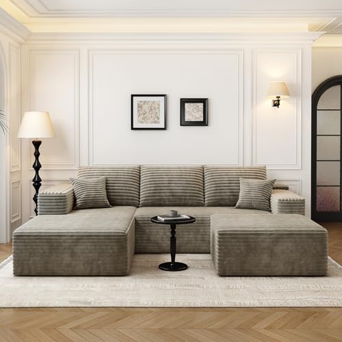 Modular Sectional Sofa with Ottoman, U-Shaped Deep Seat Couch for Living Room O870