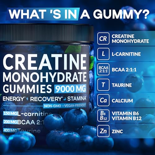 Creatine Monohydrate Gummies 9000 mg for Muscle Growth, 120 Count P515847