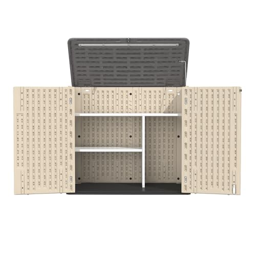 60 Cu.Ft Vertical Outdoor Storage Shed, All-Weather Resin Cabinet with Lockable Floor I975