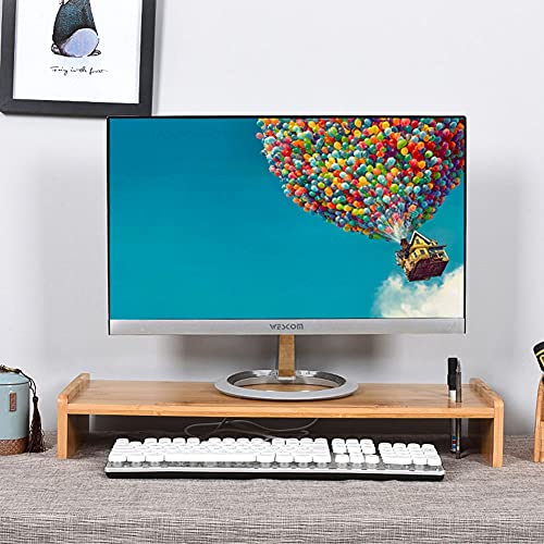 Bamboo Monitor Stand Riser with Adjustable Desktop Shelf L211